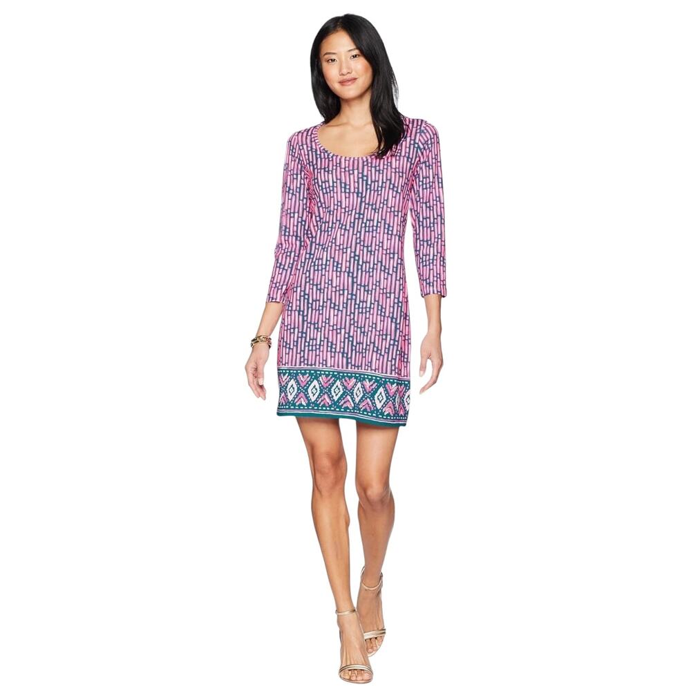 Lilly‎ Pulitzer Women's Beacon Dress Long Sleeve Pink Printed Size L